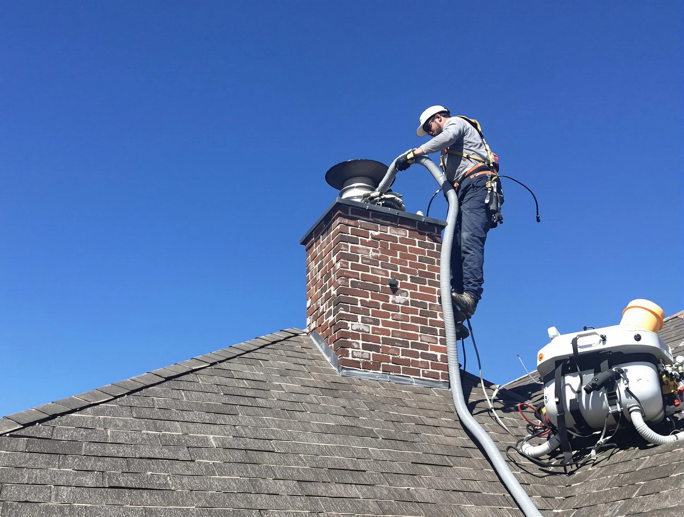 Dedicated Oak Hill Chimney Sweep team member cleaning a chimney in Oak Hill, TN