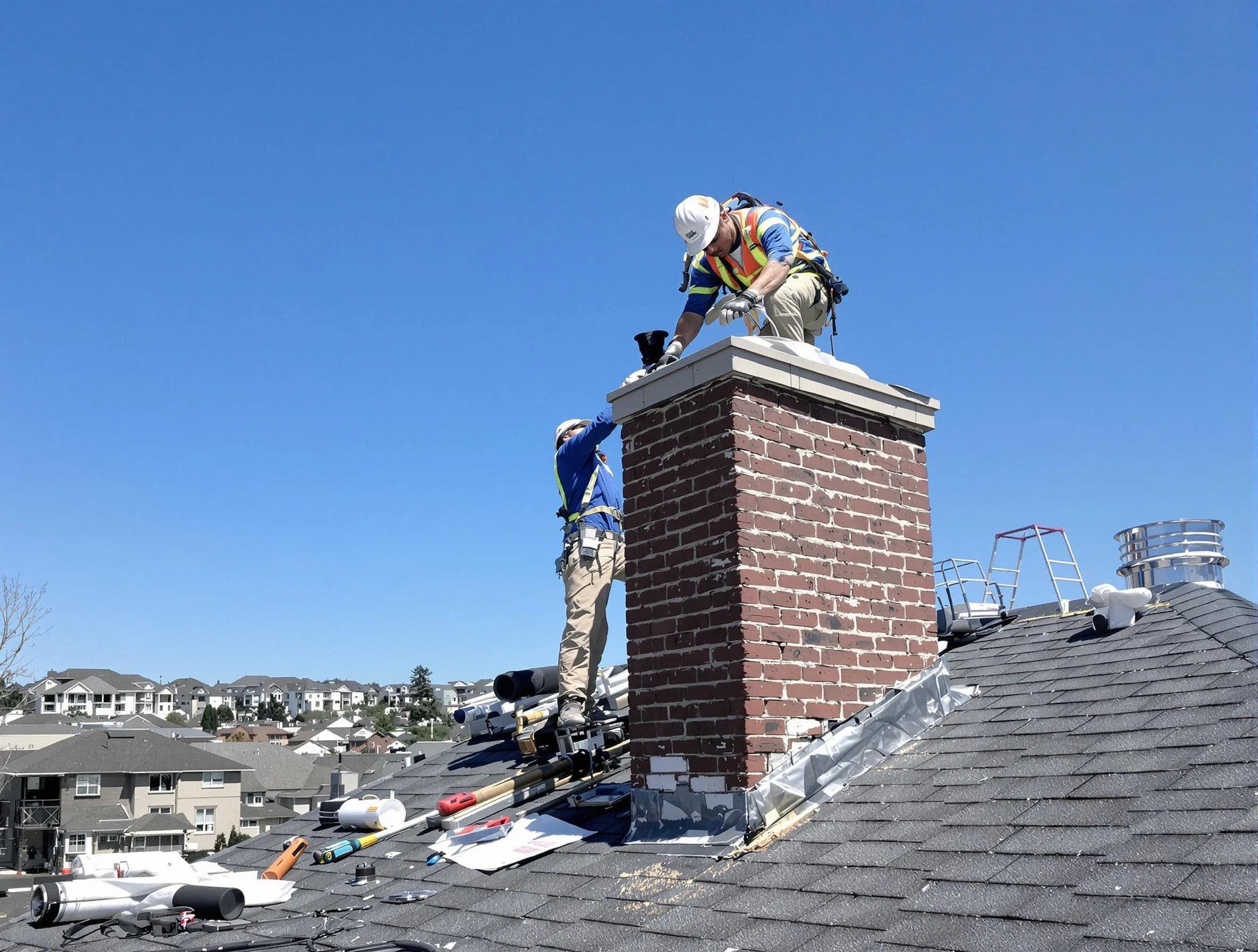 Oak Hill Chimney Sweep repairing a chimney crown in Oak Hill, TN
