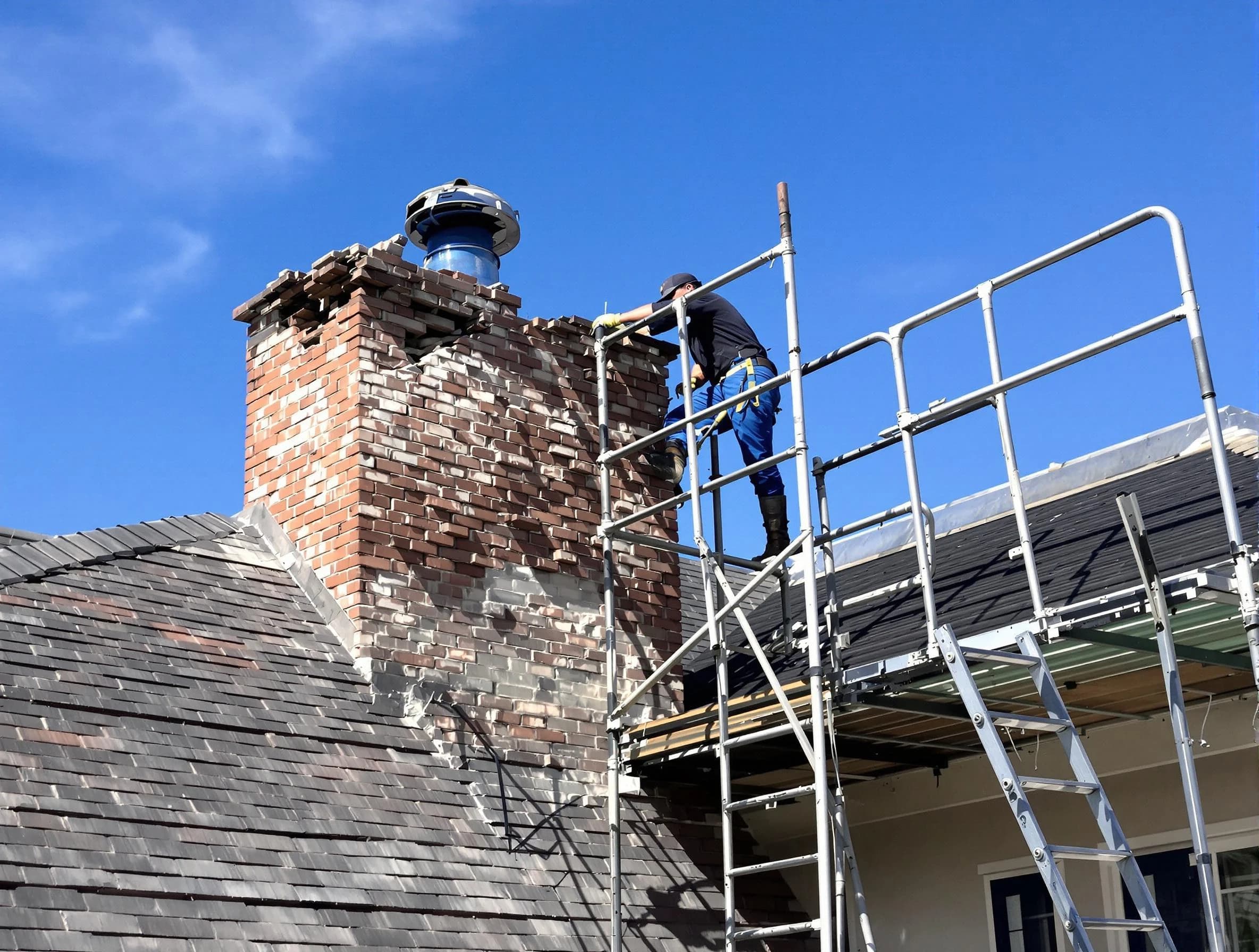 Rebuilding a chimney structure by Oak Hill Chimney Sweep in Oak Hill, TN