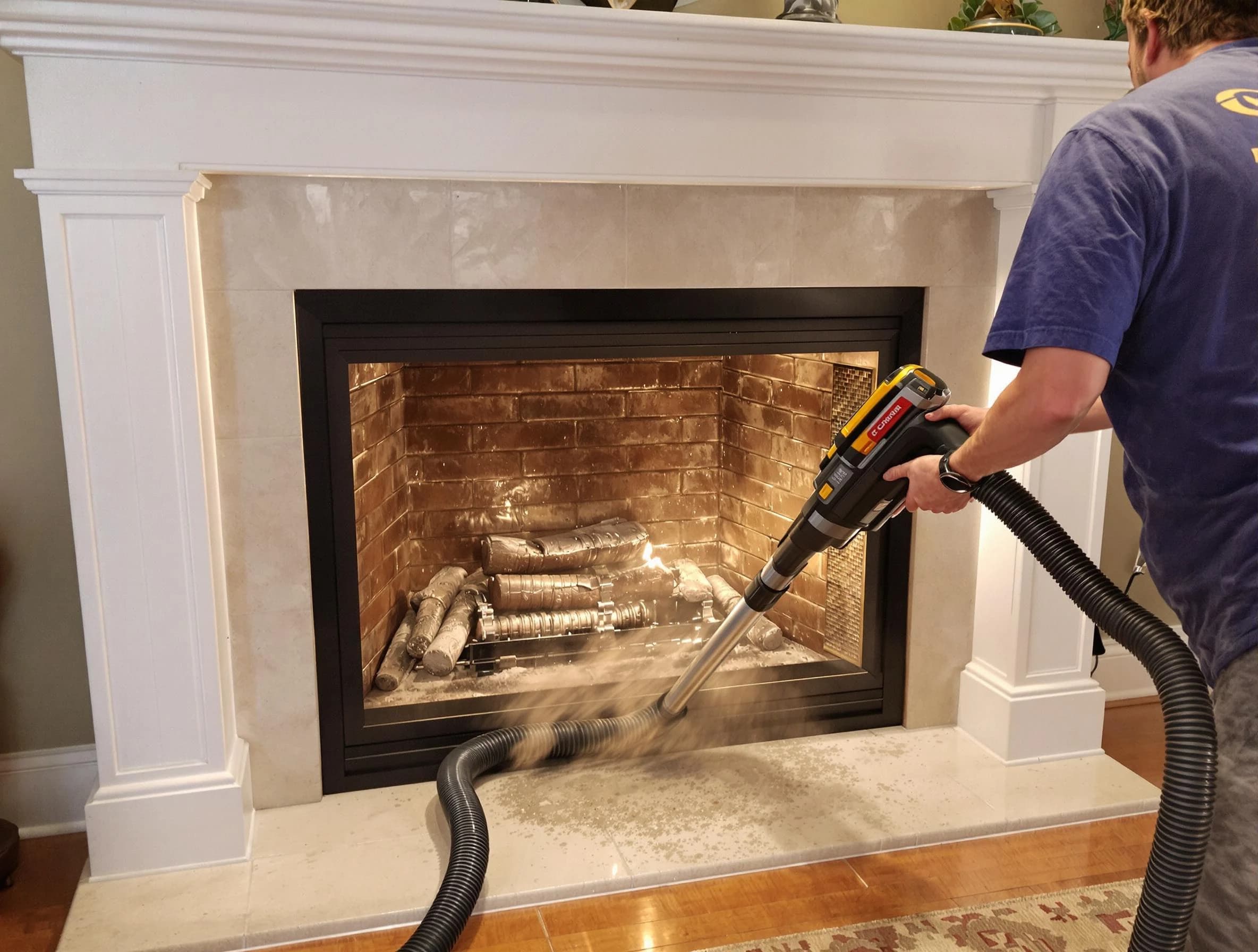 Fireplace cleaning performed by Oak Hill Chimney Sweep in Oak Hill, TN
