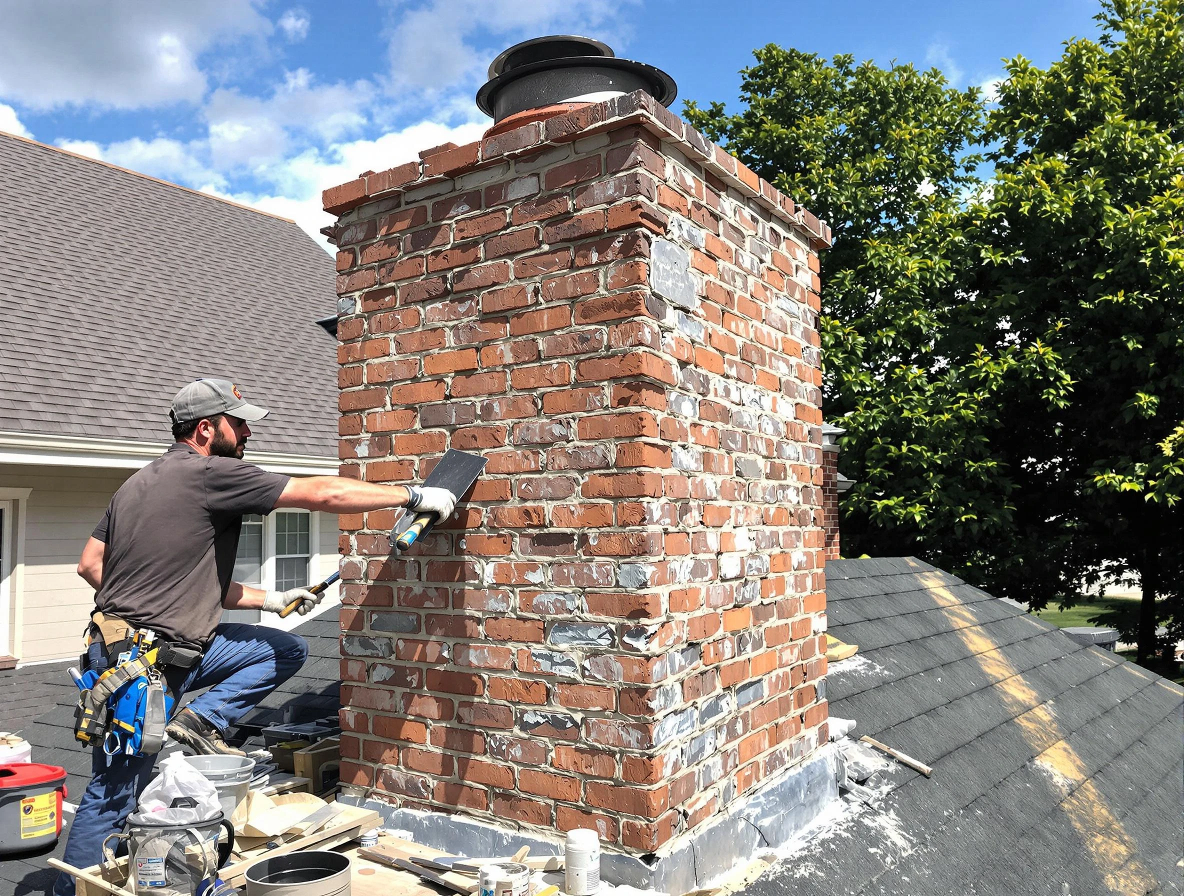 Completed chimney rebuild by Oak Hill Chimney Sweep in Oak Hill, TN