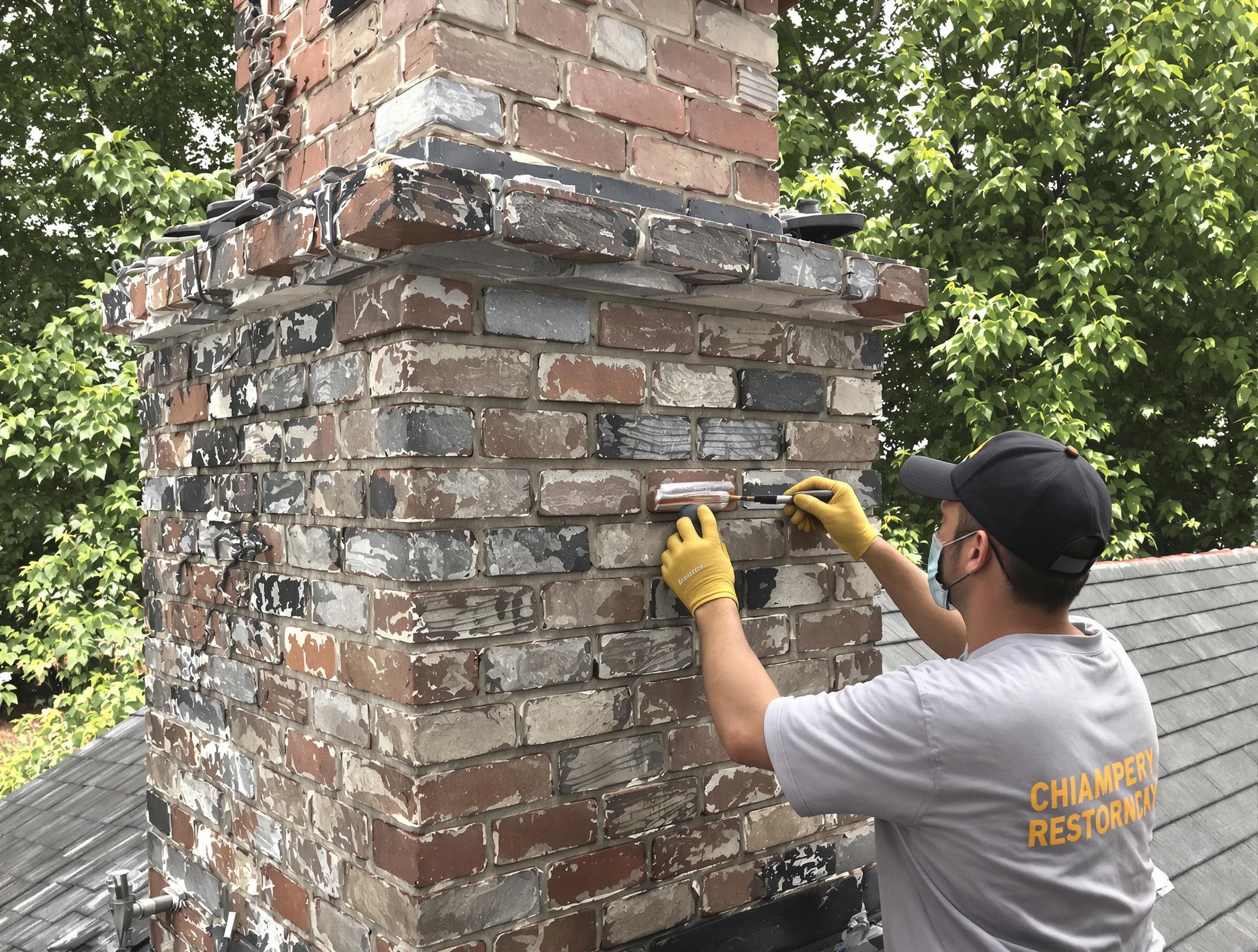 In-progress chimney restoration by Oak Hill Chimney Sweep in Oak Hill, TN