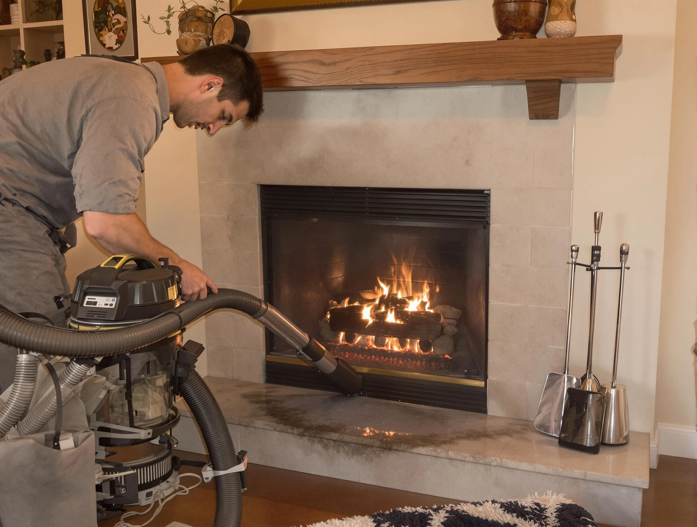 Routine fireplace upkeep by Oak Hill Chimney Sweep in Oak Hill, TN
